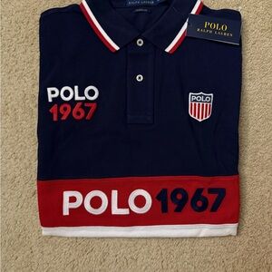 Ralph Lauren Navy Polo with Red and White Accents